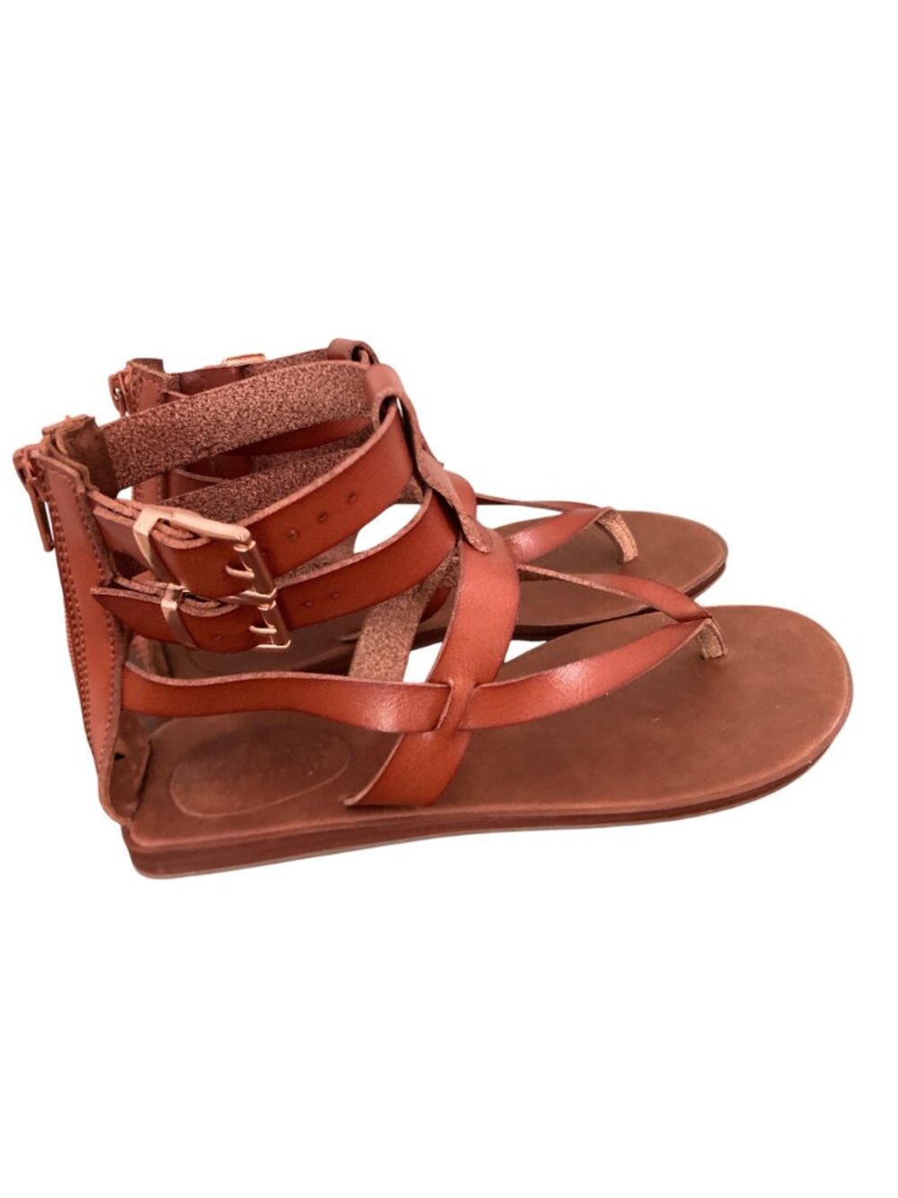 Sonoma Goods For Life Brown Gladiator Sandals With Back Zippers & Buckle Straps - Picture 2 of 6